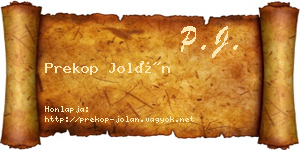 Prekop Jolán névjegykártya