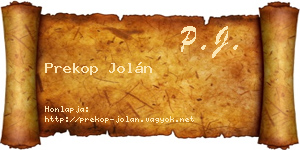 Prekop Jolán névjegykártya